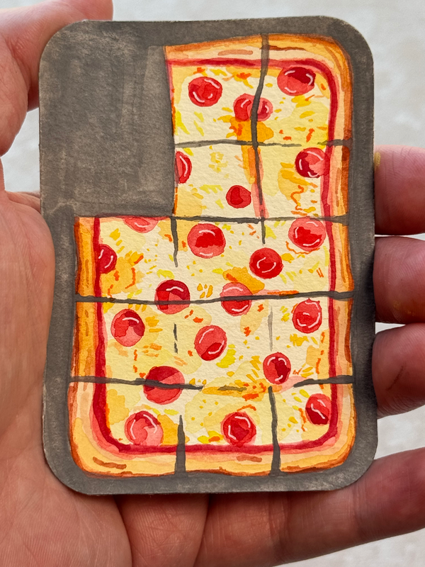 Sliced pan sheet pizza 2 aceo art card