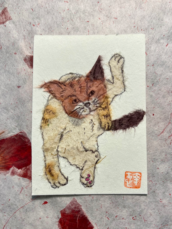 In my routine-Japanese Washi art aceo art card
