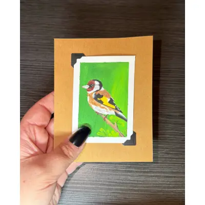 ACEO Original Acrylic Painting Bird Series by Emily aceo art card thumbnail 1