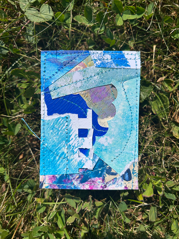 Blue Yous Collage aceo art card