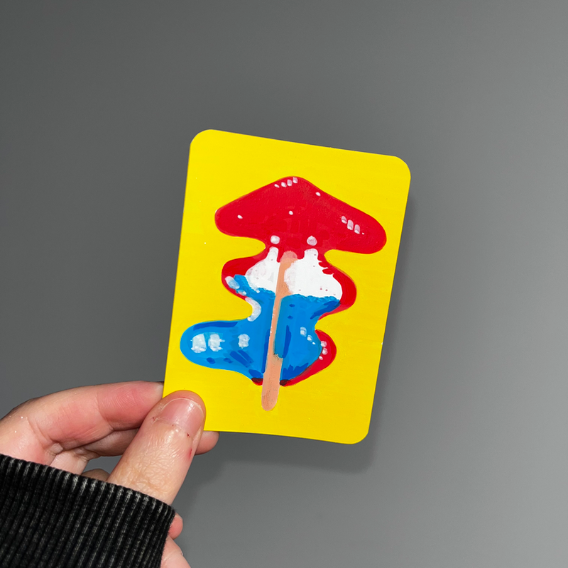 original aceo melted popsicle bomb pop ice cream red white and blue summer aceo art card