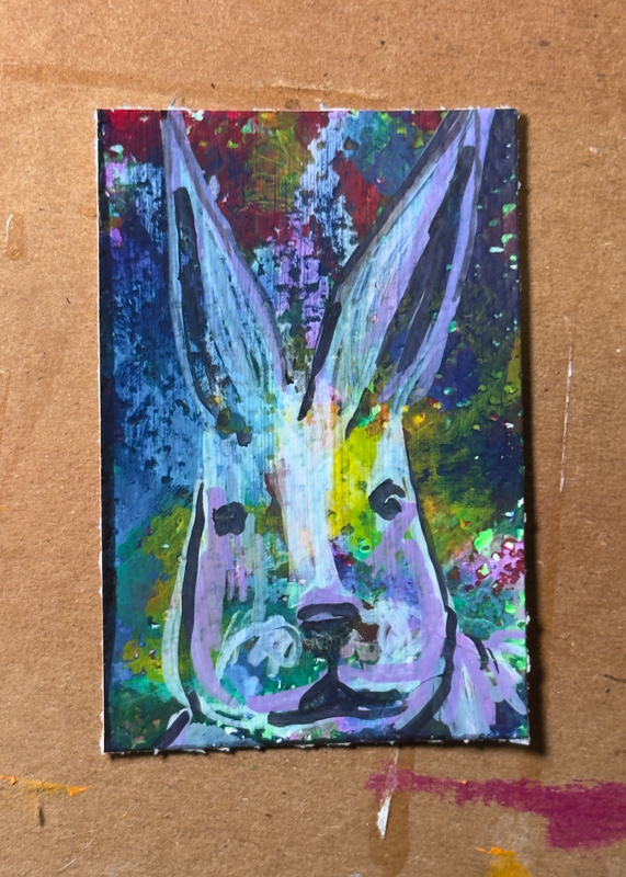 Rabbit Mixed Media (1.2) aceo art card