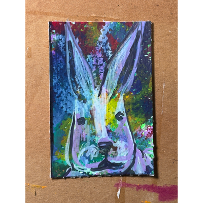 Rabbit Mixed Media (1.2) aceo art card thumbnail 1