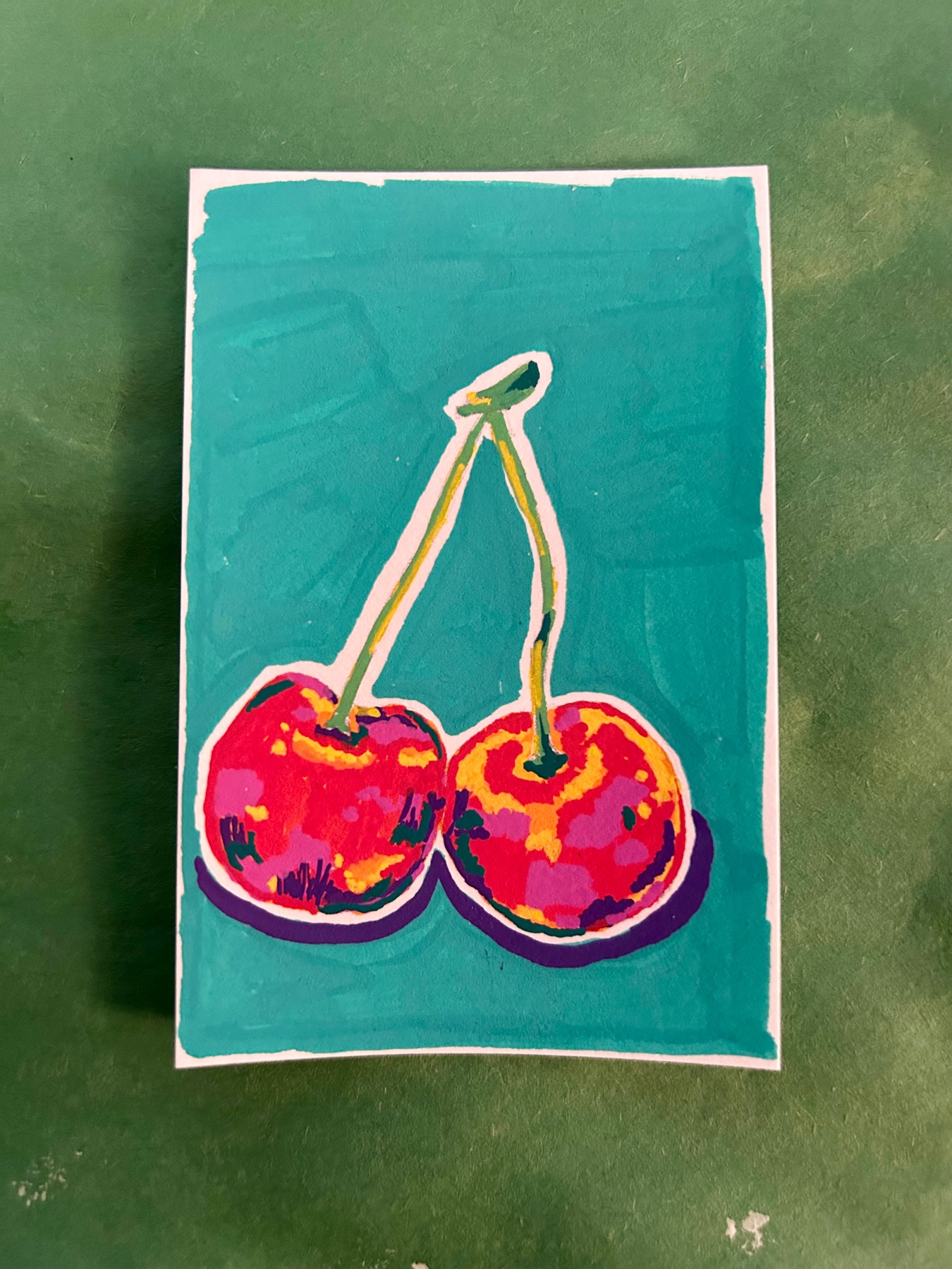 Original ACEO Card Art | Pop Art Fruit | Acrylic Medium aceo art card