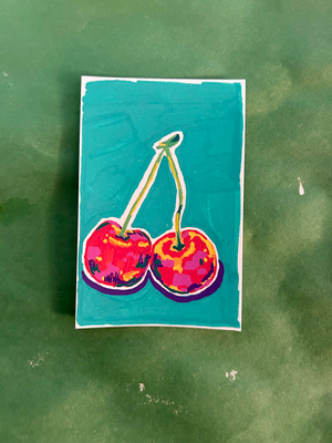 Original ACEO Card Art | Pop Art Fruit | Acrylic Medium aceo art card thumbnail 2