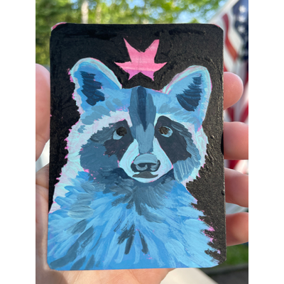 Blue Raccoon aceo art card thumbnail 1