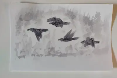 The Crows by Amy Warrick aceo art card thumbnail 2