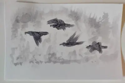 The Crows by Amy Warrick aceo art card thumbnail 1