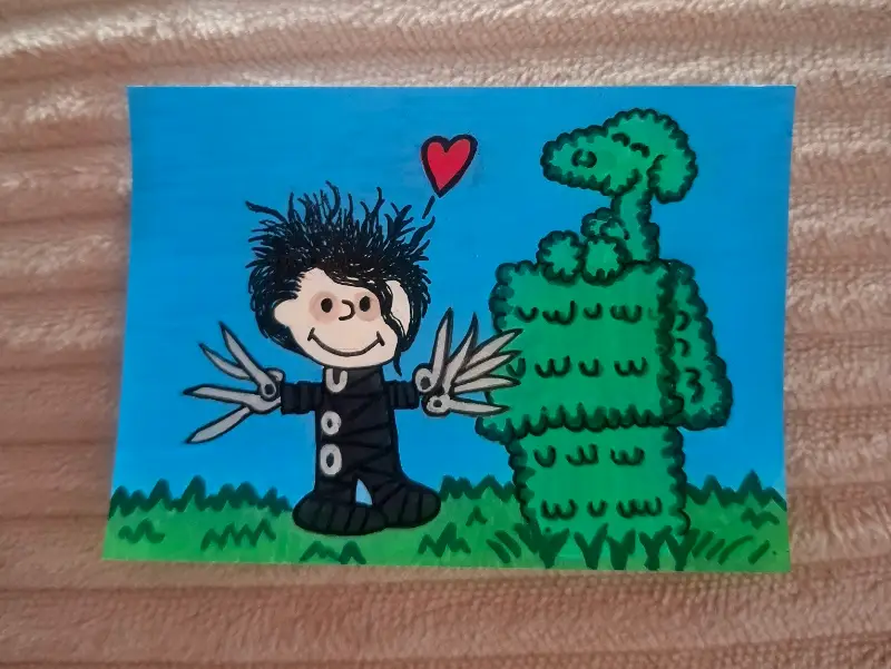 Charlie Brown Scissorhand aceo art card