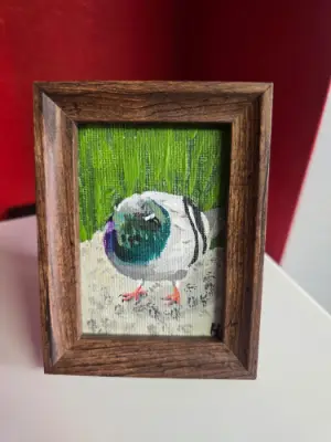 Framed w/ water-proof sticker "Round Little Guy" aceo art card thumbnail 2
