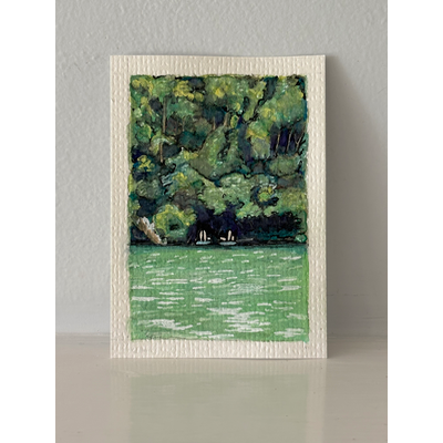 ACEO original, paddle boarding together aceo art card thumbnail 2
