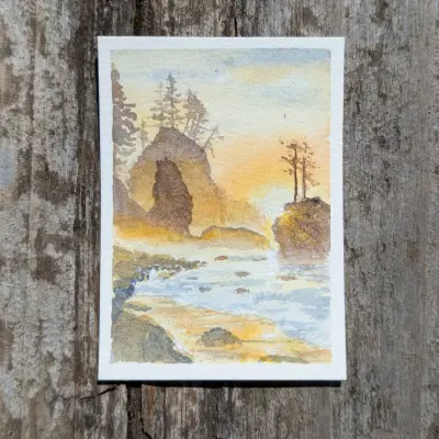 Sunset Bay aceo art card thumbnail 1