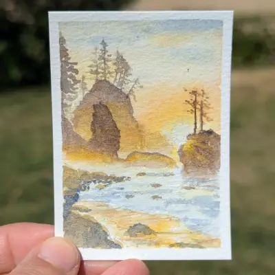 Sunset Bay aceo art card thumbnail 5
