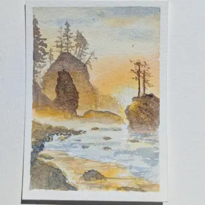 Sunset Bay aceo art card thumbnail 2