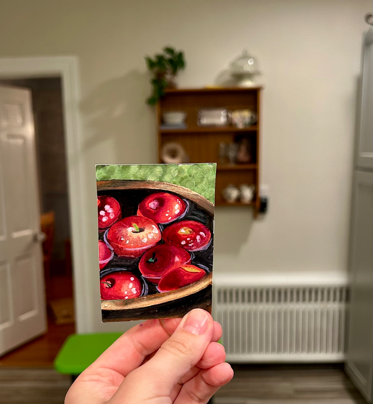 Bobbing for Apples aceo art card