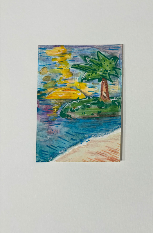 Beach Sunset aceo art card
