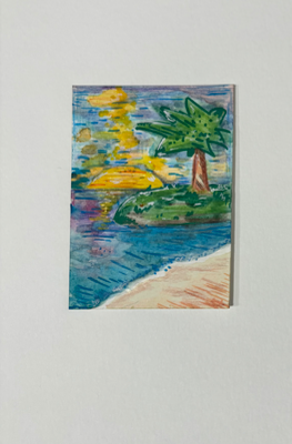 Beach Sunset aceo art card thumbnail 1