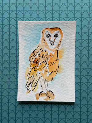 Barn Owl aceo art card thumbnail 1