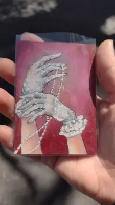 Crimson Elegance - Original ACEO aceo art card thumbnail 2