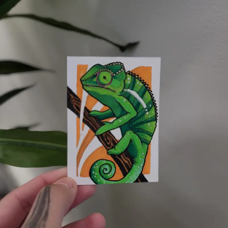 Chameleon aceo art card