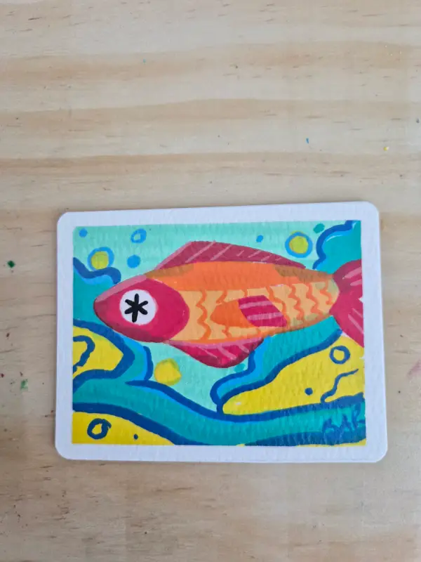 Candy fish aceo art card