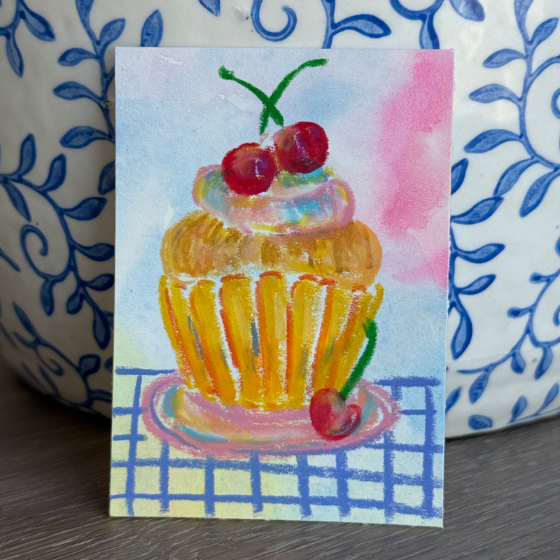 Cherry Cupcake aceo art card