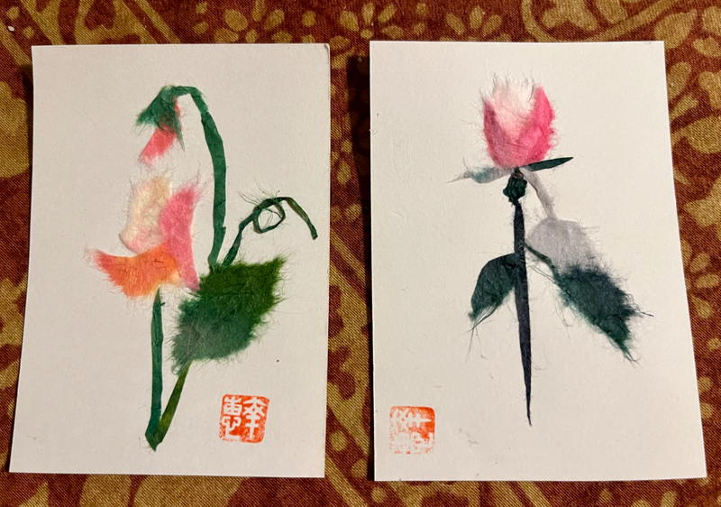 Sweet pea, Rose aceo art card