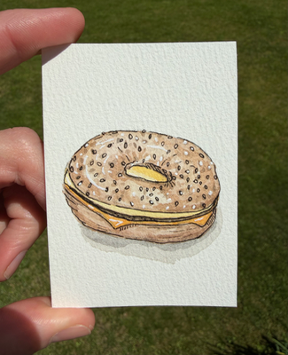 NYC Bagel Love aceo art card thumbnail 1