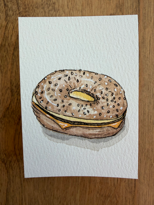 NYC Bagel Love aceo art card thumbnail 2