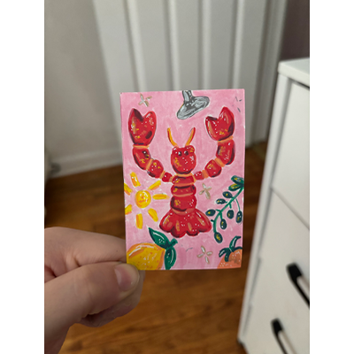 Summertime Lobster aceo art card thumbnail 3