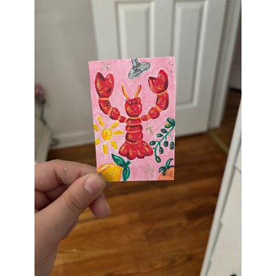Summertime Lobster aceo art card thumbnail 1