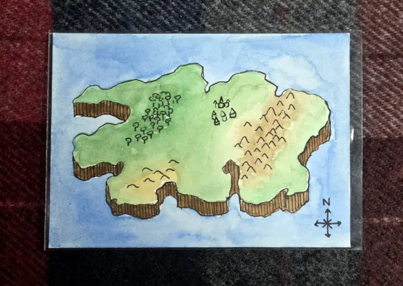 Large Island Map aceo art card
