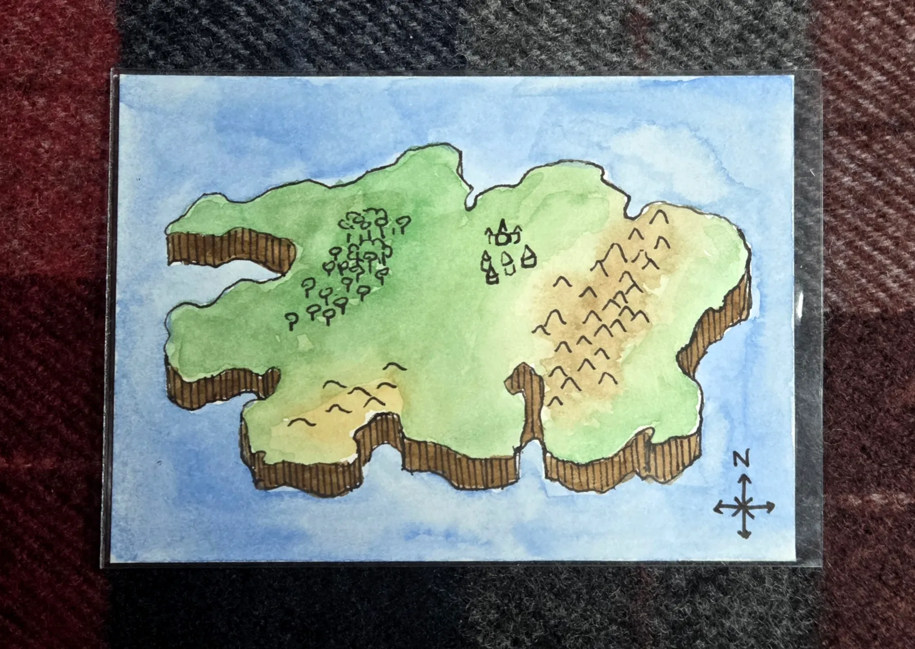 Large Island Map aceo art card