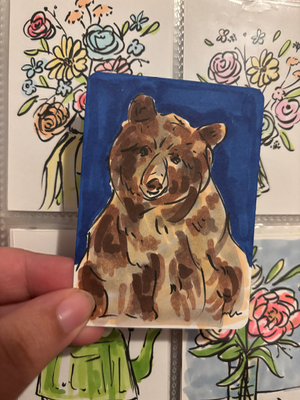 “Blue Bear” Animal aceo art card thumbnail 2