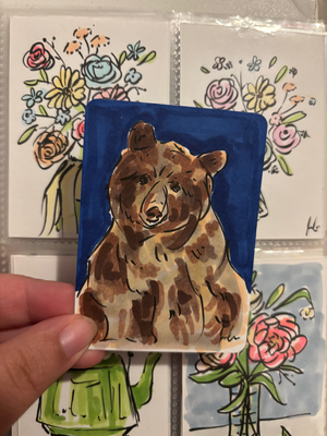 “Blue Bear” Animal aceo art card thumbnail 1