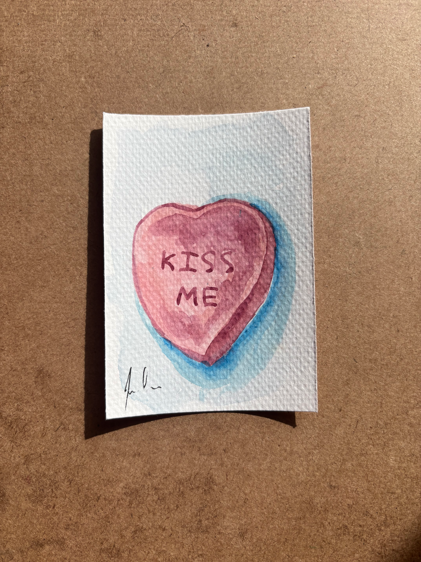 “Kiss Me” Valentines aceo art card