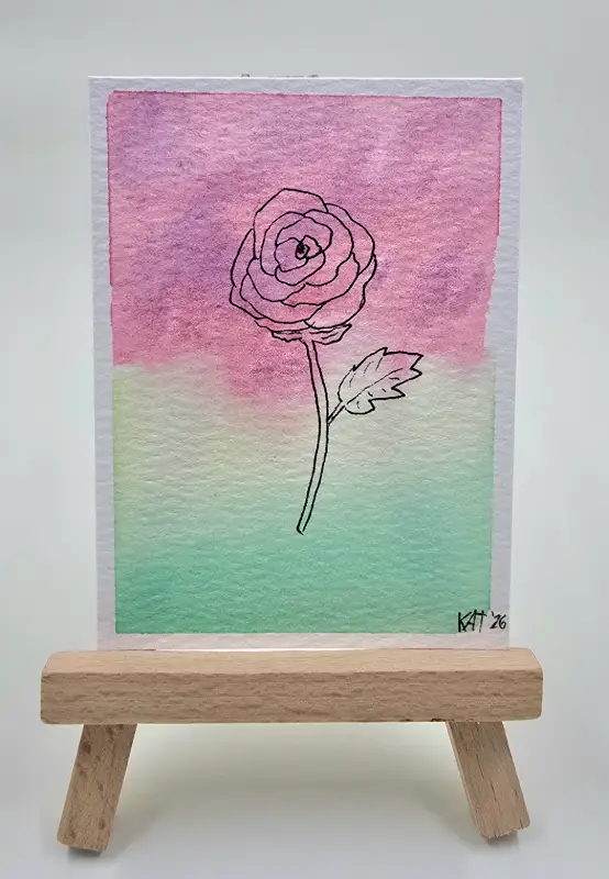 Minimalist rose aceo art card