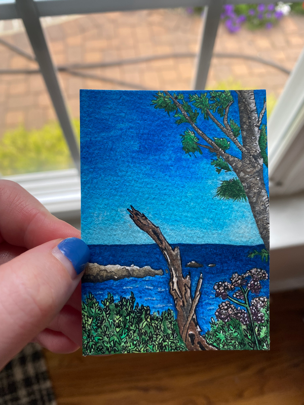 Maine Ocean aceo art card