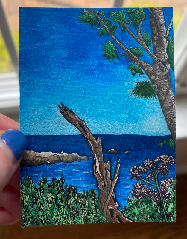 Maine Ocean aceo art card