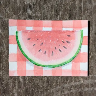 Watermelon aceo art card thumbnail 1