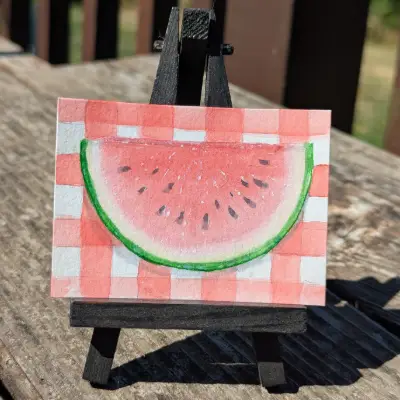 Watermelon aceo art card thumbnail 2