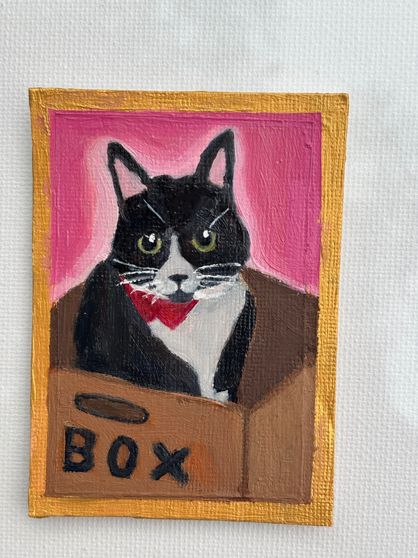 Mr. Shadow inside a box aceo art card