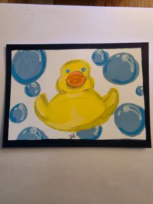 Duck with Bubbles aceo art card thumbnail 1