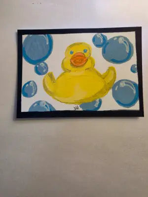 Duck with Bubbles aceo art card thumbnail 2