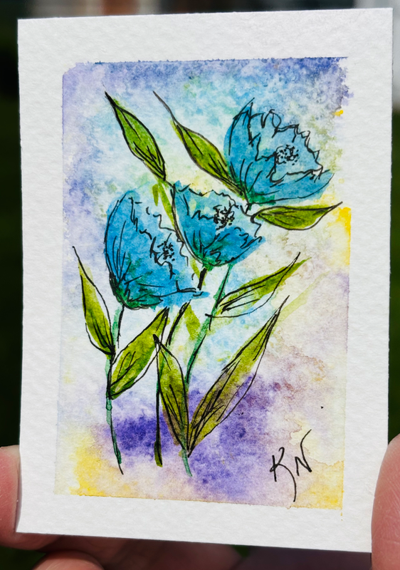 Summer floral aceo art card