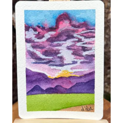 Sunset Study: Four aceo art card thumbnail 2