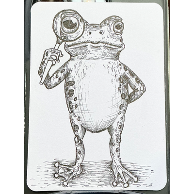 Sherlock Toad aceo art card thumbnail 1