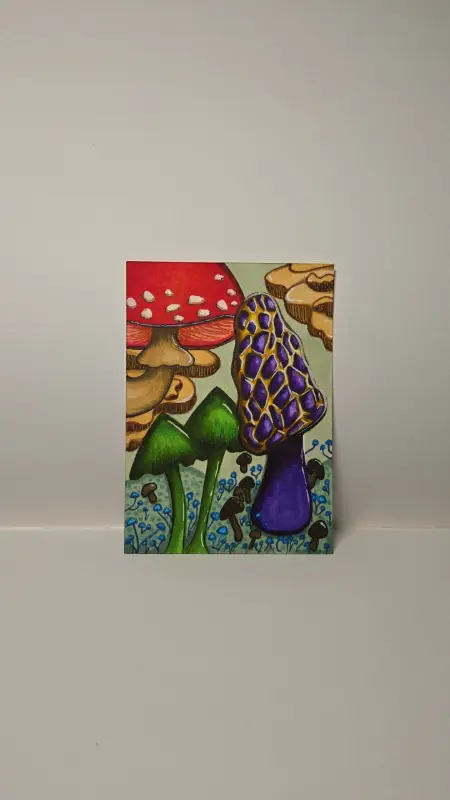 Purple Morel aceo art card