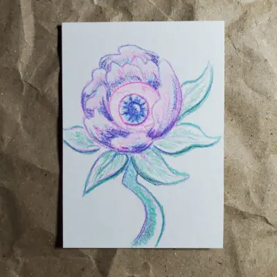 Eyeball Flower aceo art card thumbnail 2
