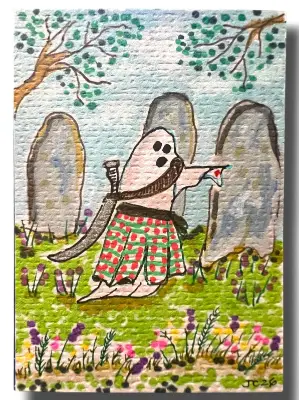 Outlander Series Cards 1-3 Colum Mackenzie, Black Jack with Whip, and Jamie Ghost OOAK By JL Canaday aceo art card thumbnail 2
